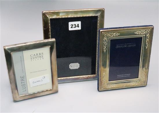 3 silver photo frames